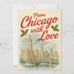 Vintage Chicago Christmas Card 