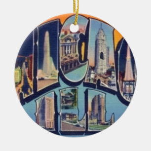 Vintage Chicago City Ceramic Tree Decoration