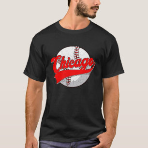 Vintage Chicago Cityscape Baseball For Men Women T-Shirt