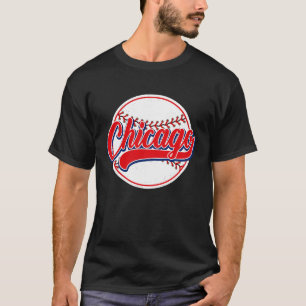 Vintage Chicago Cityscape Baseball  For Men Women  T-Shirt