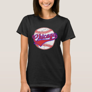 Vintage Chicago Cityscape Baseball  For Men Women  T-Shirt