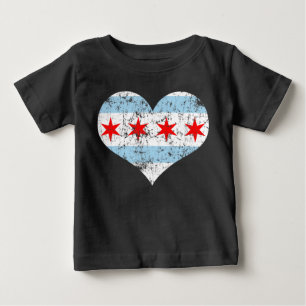Vintage Chicago Flag Heart Baby T-Shirt
