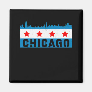 Vintage Chicago Flag Skyline Magnet