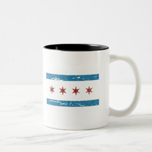 Vintage CHICAGO Flag Two-Tone Coffee Mug
