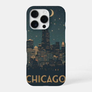 Vintage Chicago Illinois City Skyline Retro Travel iPhone 16 Pro Case