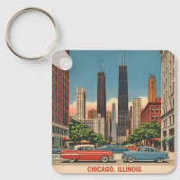 Vintage Chicago Illinois City Skyline Retro Travel