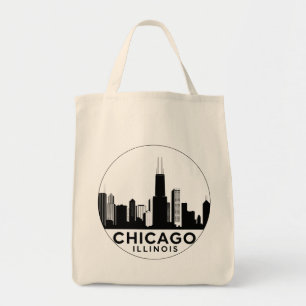 Vintage Chicago Illinois City Skyline Retro Travel Tote Bag