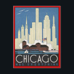 Vintage Chicago Illinois Postcard<br><div class="desc">Chicago Illinois IL America US Vintage Travel Art Vintage nostalgic colourful illustrations of old-time elegant hotels and luxurious resorts from around the world. Our collection of artwork visits tourists destinations from Old time travel posters and luggage labels present lush landscapes, soaring city and exotic scenery of worldwide tourist spots Asia...</div>