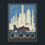 Vintage Chicago Illinois Postcard<br><div class="desc">Chicago Illinois IL America US Vintage Travel Art Vintage nostalgic colourful illustrations of old-time elegant hotels and luxurious resorts from around the world. Our collection of artwork visits tourists destinations from Old time travel posters and luggage labels present lush landscapes, soaring city and exotic scenery of worldwide tourist spots Asia...</div>