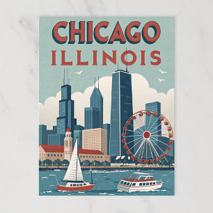 Vintage Chicago Illinois Skyline Postcard