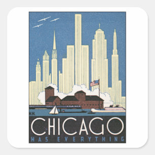 Vintage Chicago Illinois Square Sticker