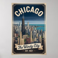 Vintage Chicago Illinois Windy City Retro Travel
