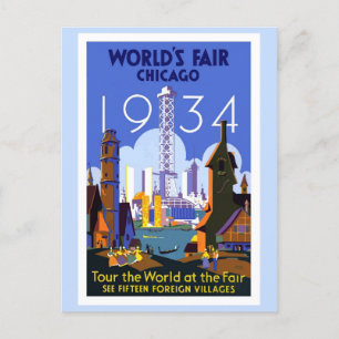 Vintage Chicago Illinois Worlds Fair Retro Travel Postcard