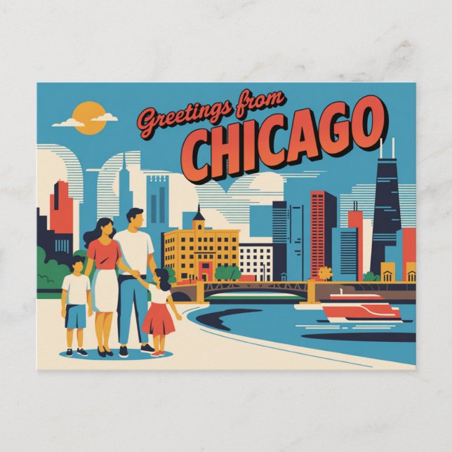 Vintage Chicago Postcard | Greetings from Chicago (Front)