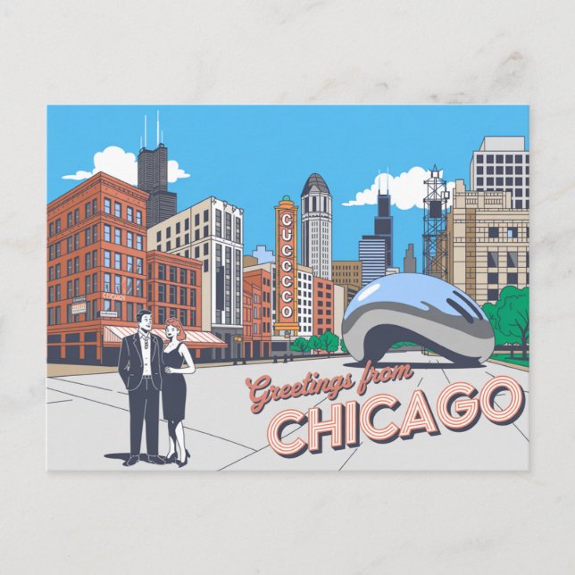 Vintage Chicago Postcard | Greetings from Chicago (Front)
