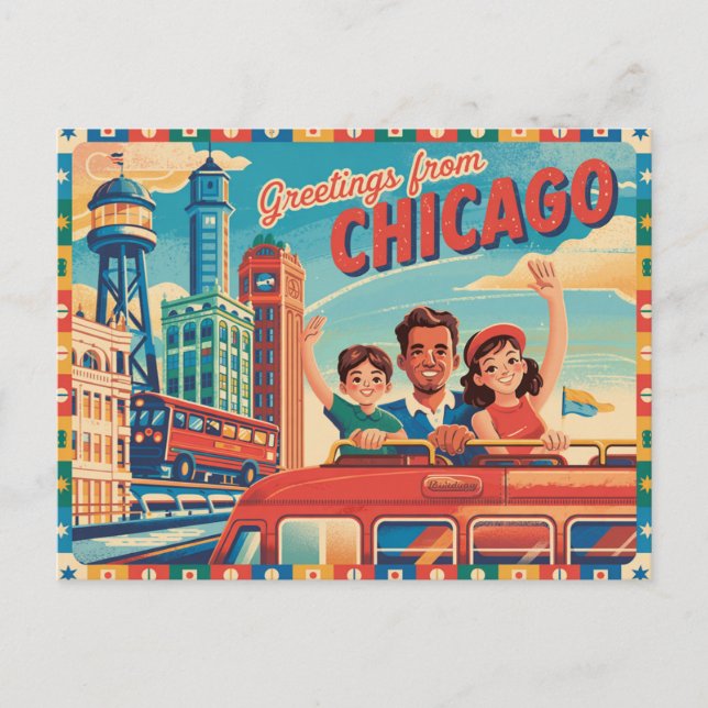 Vintage Chicago Postcard | Greetings from Chicago (Front)