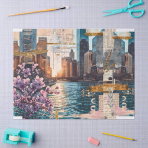 Vintage Chicago River Golden Reverie Tissue Paper