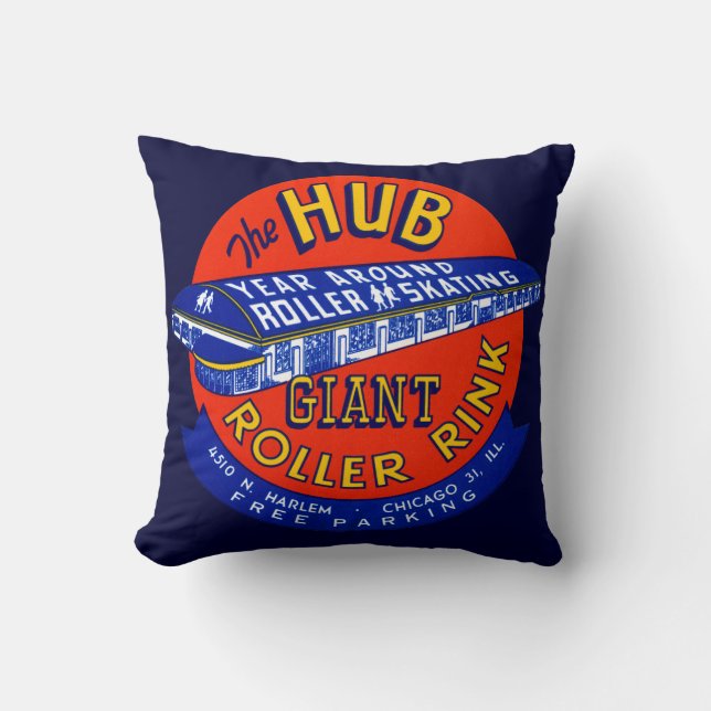 Vintage Chicago Roller Rink Cushion (Front)