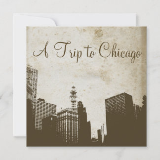 Vintage Chicago Skyline Artwork Invitation