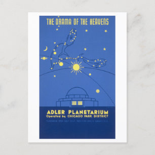 Vintage Chicago Travel Poster: Adler Planetarium Postcard