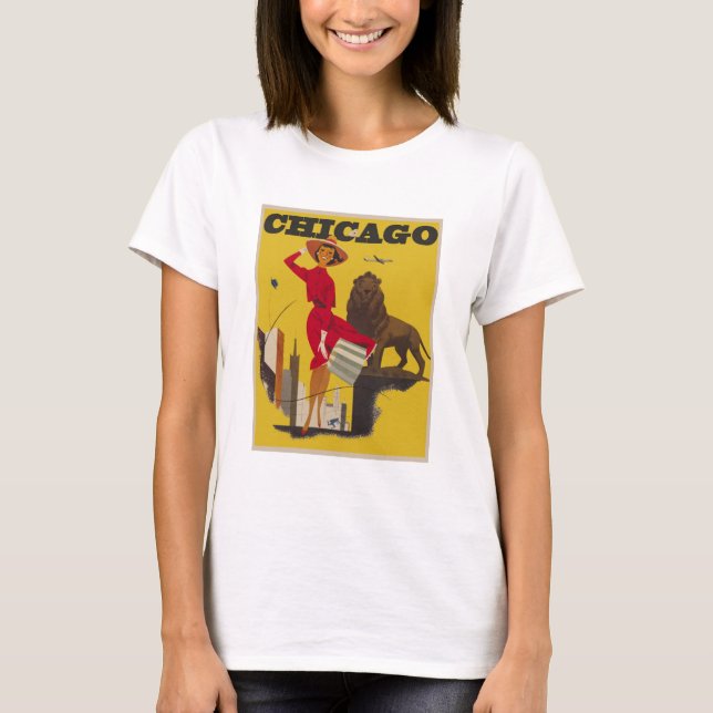 Vintage Chicago USA Air Travel Advertisement T-Shirt (Front)