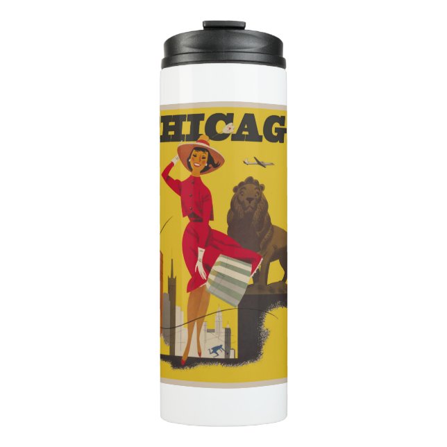 Vintage Chicago USA Air Travel Advertisement Thermal Tumbler (Front)