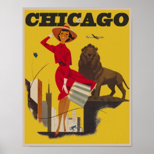 Vintage Chicago Windy City Travel Poster