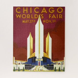 Vintage Chicago World's Fair 1933 Ad Illustration Jigsaw Puzzle