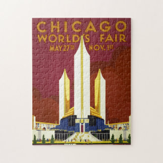 Vintage Chicago World's Fair 1933 Ad Illustration Jigsaw Puzzle