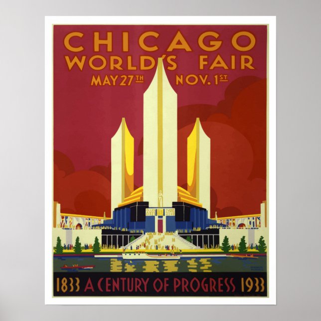 Vintage Chicago World's Fair 1933 Poster (Front)