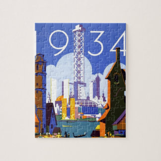 Vintage Chicago World's Fair 1934 Ad Jigsaw Puzzle