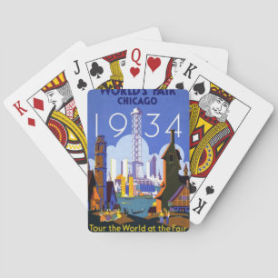 Vintage Chicago World's Fair 1934 Ad Playing Cards
