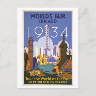 Vintage Chicago World's Fair Poster (1934) Postcard