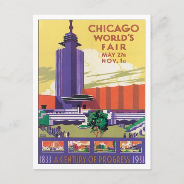 Vintage Chicago World's Fair USA Postcard (Front)