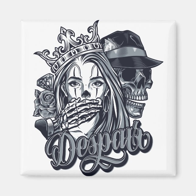 Vintage chicano style tattoo magnet (Front)