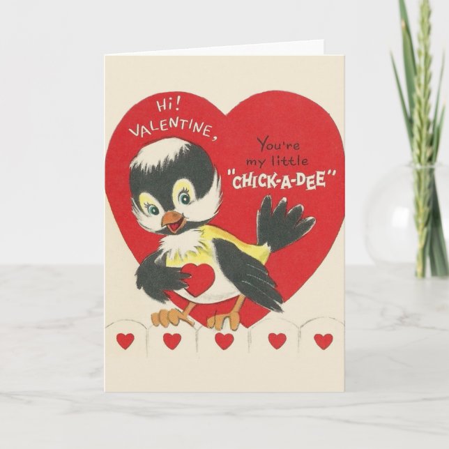 Vintage Chick-a-Dee Valentine Card (Front)