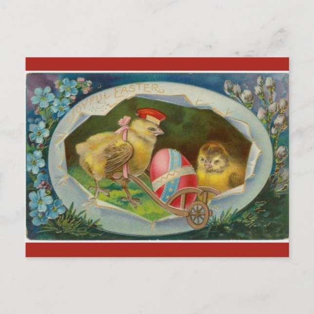 Vintage Chick Delivering Easter Egg Postcard (Front)