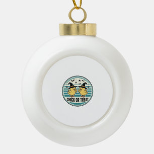 Vintage Chick Or Treat Halloween Chicks Design_1 Ceramic Ball Christmas Ornament