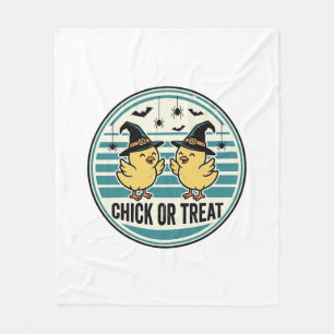 Vintage Chick Or Treat Halloween Chicks Design_1 Fleece Blanket