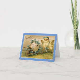 Vintage Chick With Flowers Holiday Card