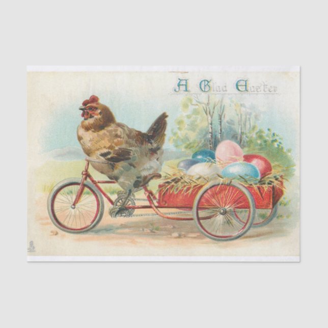 Vintage Chicken and Easter Eggs Decoupage Tissue Paper (Front)