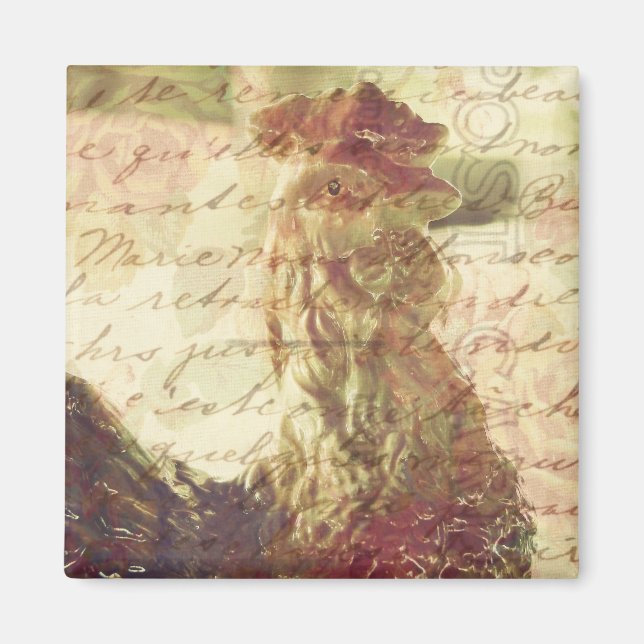 Vintage Chicken and Handwriting Magnet (Front)