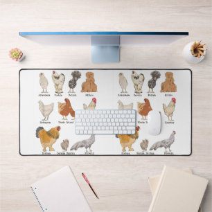 Vintage Chicken Breeds Farm Animals Day Support Lo Desk Mat