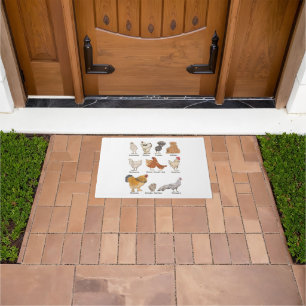 Vintage Chicken Breeds Farm Animals Day Support Lo Doormat