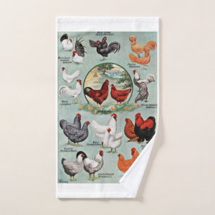 Vintage Chicken Breeds Hand Towel
