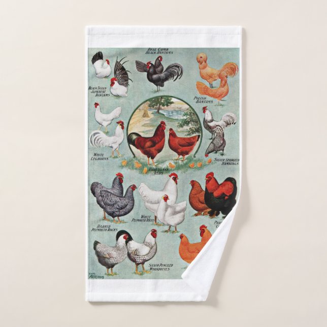 Vintage Chicken Breeds   Hand Towel (Hand Towel)