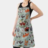 Vintage Chicken Breeds Pattern