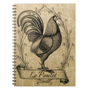 Vintage Chicken Burlap Notebook