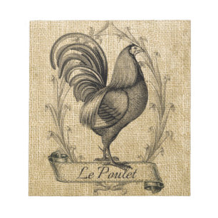 Vintage Chicken Burlap Notepad