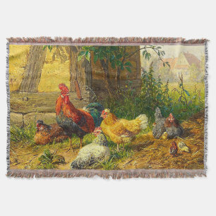 Vintage Chicken Carl Jutz 1899 Throw Blanket